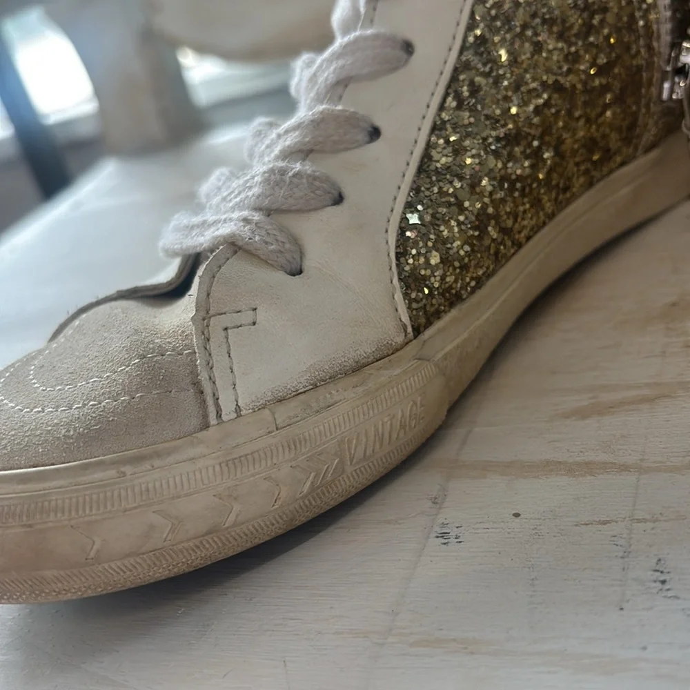 Vintage Havana Gold Glitter High Top‎ Sneakers Womens Size 6
